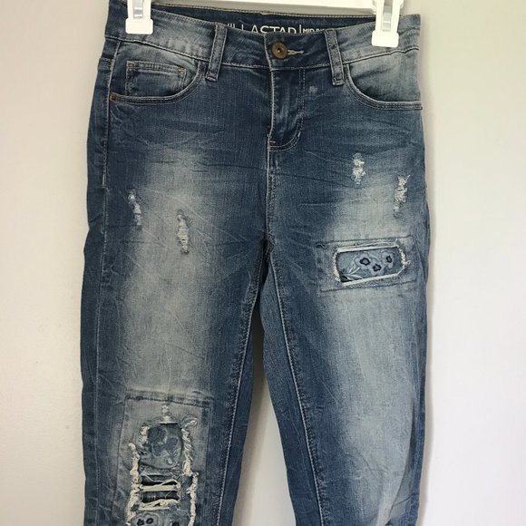 VanillaStar Mid-Rise Skinny Jeans + Floral Patches - Picture 1 of 6